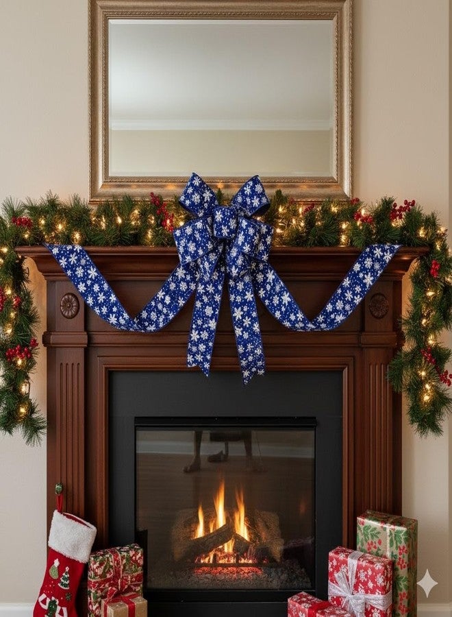 GiftWrap Etc. Royal White Snowflakes Wired Ribbon - 2 1/2" x 10 Yards, Blue Velvet, Christmas Decor, Hanukkah, Holiday Garland, Gifts, Wrapping, Wreaths, Bows, Boxing Day, Gift Basket - Image 4